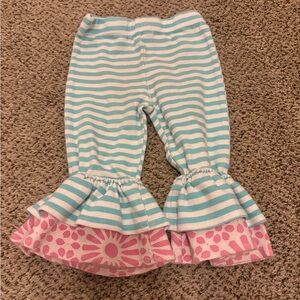 Mud Pie Aqua and White Baby Pants
